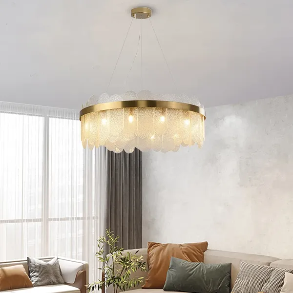 Oukaning Glass Gold Modern Chandelier Lights-Island Pendant Lights Lamp Ceiling Lighting Fixtures (80cm /31.5 inches)