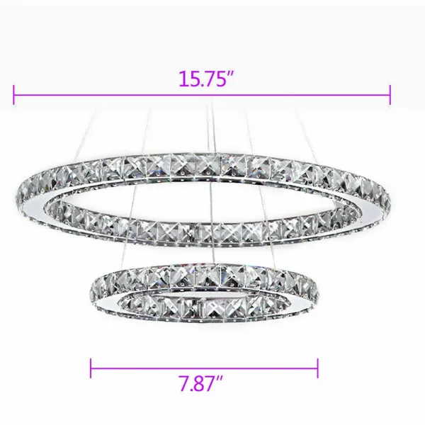 Crystal Pendant Light Adjustable Hanging Ceiling Light Warm/Cool White Circular Chandelier