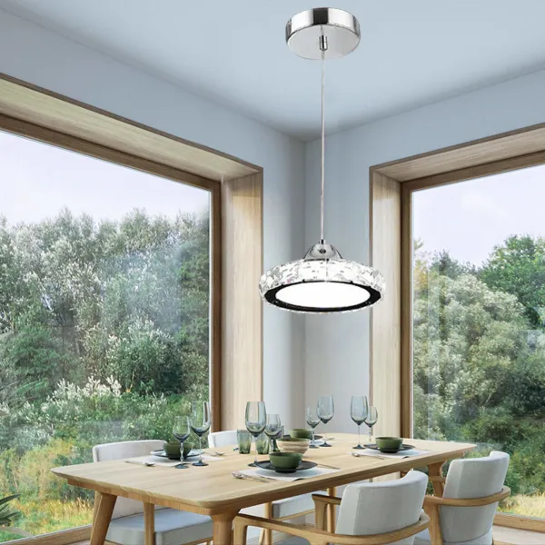 Oukaning Crystal Ceiling Light Acrylic Chandelier Glass LED Pendant