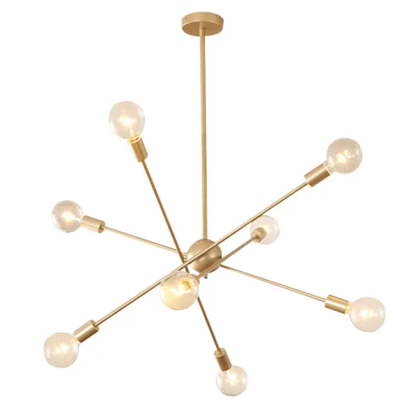 8 Lights Modern Gold Sputnik Chandelier  for Kitchen Dining Room Living Room
