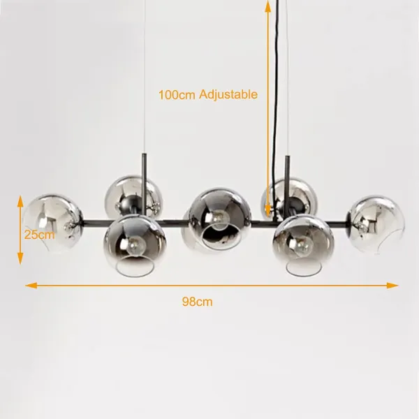 Mid-Century Glass Pendant Light Modern Globe Chandelier Lighting Fixtures with 8 Spherical Lights Creative Hanging Light