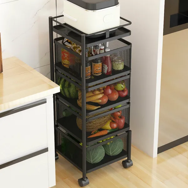 Square Kitchen Shelf 4 Layered Shelf Storage Rack Kitchen Rotating Vegetable Rack Floor-Standing Square Kitchen Shelf 4 Layered Shelf Storage Rack Kitchen Rotating Vegetable Rack Floor-Standing
