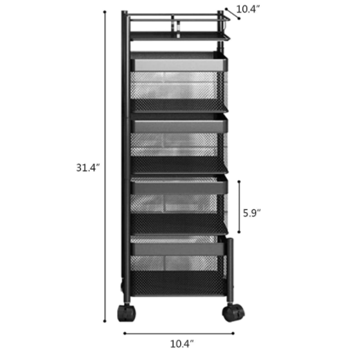 Square Kitchen Shelf 4 Layered Shelf Storage Rack Kitchen Rotating Vegetable Rack Floor-Standing