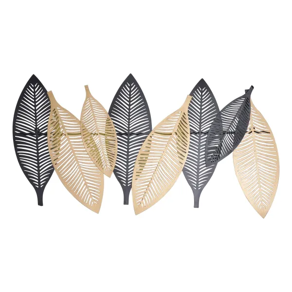 36.6''×19.6'' Flat Black Gold Metal Leaf Wall Decor Elegant Metal Leaves Wall Decor for Living Room Bedroom Office Wall 36.6''×19.6'' Flat Black Gold Metal Leaf Wall Decor Elegant Metal Leaves Wall Decor for Living Room Bedroom Office Wall
