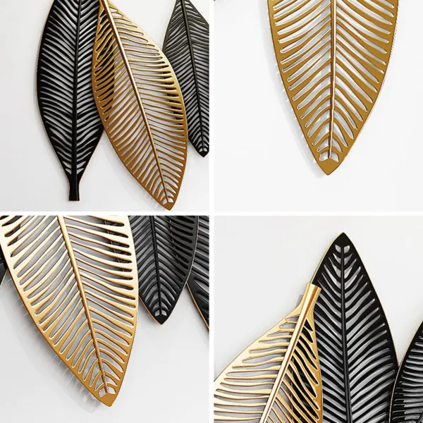 36.6''×19.6'' Flat Black Gold Metal Leaf Wall Decor Elegant Metal Leaves Wall Decor for Living Room Bedroom Office Wall 36.6''×19.6'' Flat Black Gold Metal Leaf Wall Decor Elegant Metal Leaves Wall Decor for Living Room Bedroom Office Wall