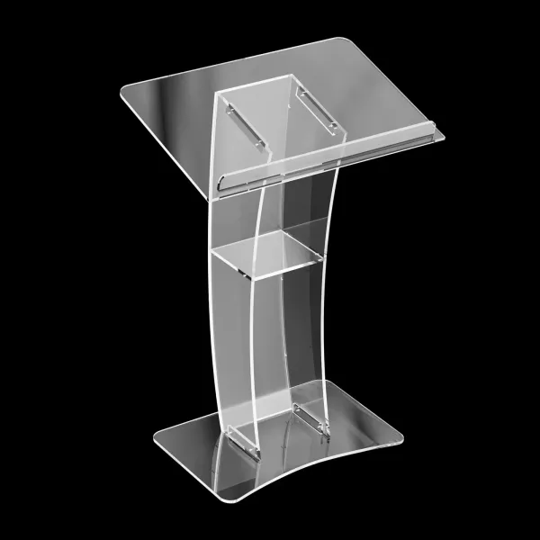 运输时玻璃容易破碎，暂时下架Acrylic Podium Lectern Stand up Church Pulpit with Storage Shelf Slanted