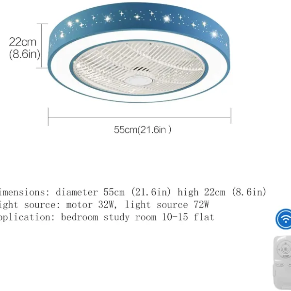 22-in Blue Starry Ceiling Fan with LED Light Kit with Remote Control 22-in Blue Starry Ceiling Fan with LED Light Kit with Remote Control