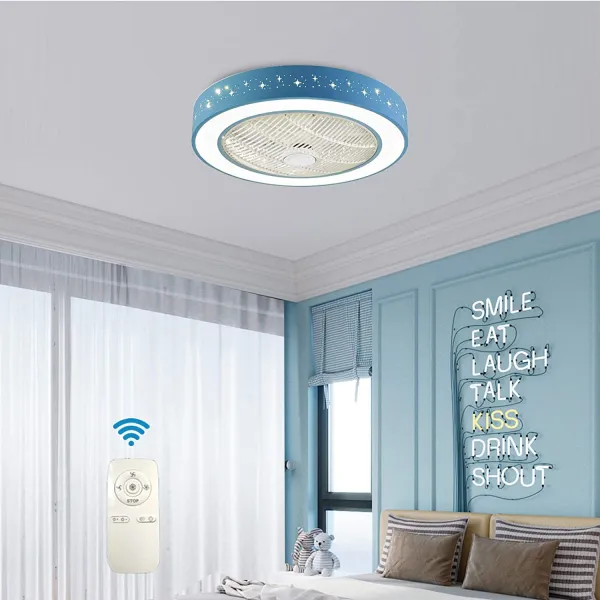 22-in Blue Starry Ceiling Fan with LED Light Kit with Remote Control 22-in Blue Starry Ceiling Fan with LED Light Kit with Remote Control