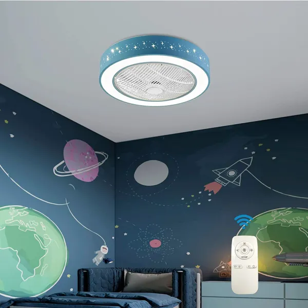 22-in Blue Starry Ceiling Fan with LED Light Kit with Remote Control 22-in Blue Starry Ceiling Fan with LED Light Kit with Remote Control