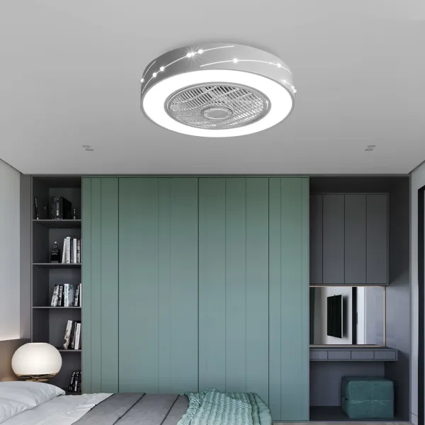 Oukaning Low Profile Bladeless Ceiling Fan with Remote Control and Ceiling Lights