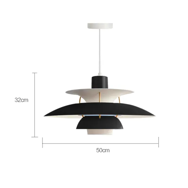 Oukaning 50CM Black Modern Metal Ceiling Pendant Light Fixtures Ceiling Chandelier Light for Living Rooms Bedrooms Dining Rooms Kitchens