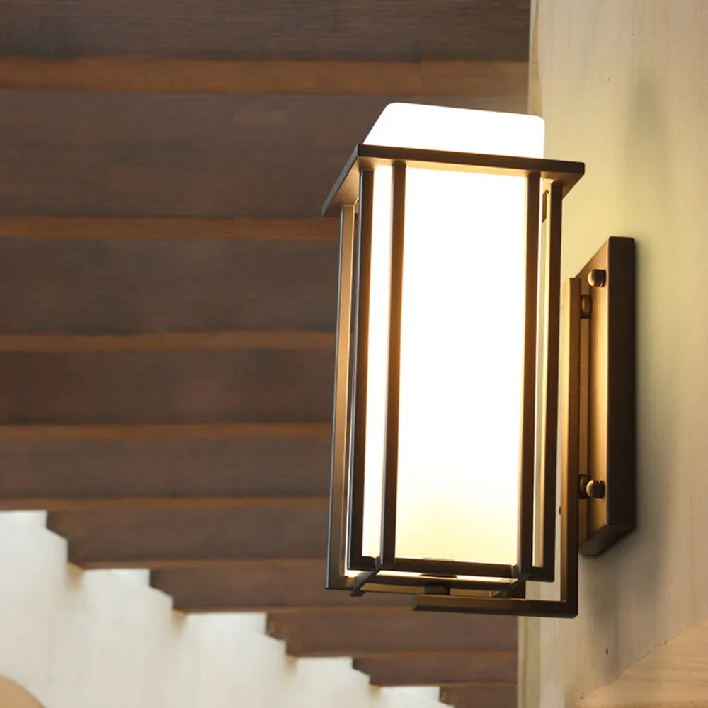 LNC Square 1-Light Black Outdoor Wall Lantern Sconce with Clear Glass, image size:1000x1000