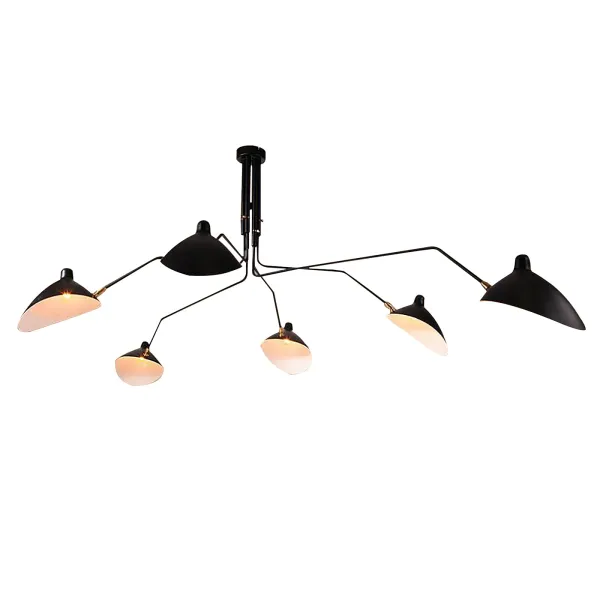 Modern 6 Light Black Chandelier with Rotate Freely Iron Art Paint Lampshade, Adjustable Angle Industrial Style Pendant Light