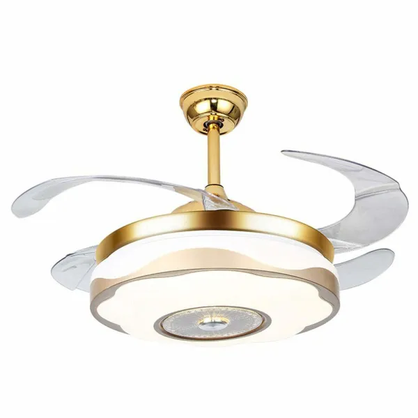 42” Ceiling Fan with Light, Modern Invisible Acrylic Chandelier 4 Retractable Blades