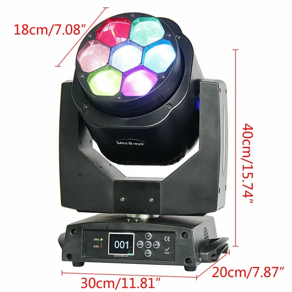 换新sku 下架 7 Eyes RGBW 150W Moving Head Beam Spot Stage Lighting 42/27/30 DMX DJs Lamp