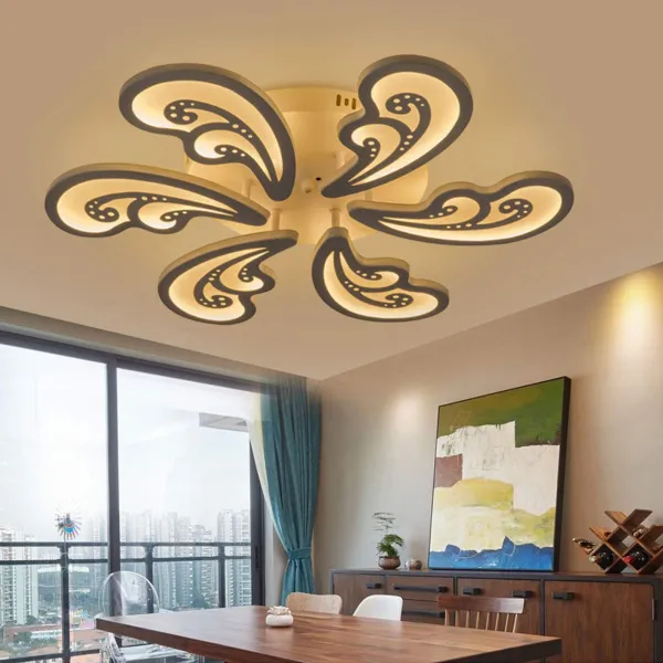 6-Head Peacock Tail Modern Creative Ceiling Lamp 45CM Warm Light Home Decoration