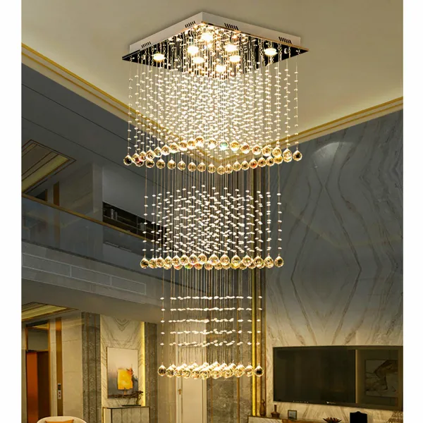 85v-265v Crystal Ceiling Lamp Modern Chandelier Modern LED Close to Ceiling Light for Stairwell Dining Room Restaurant Hall