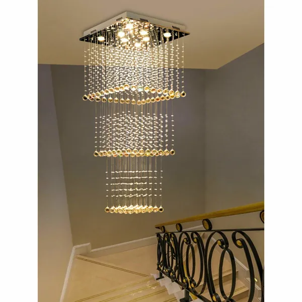 85v-265v Crystal Ceiling Lamp Modern Chandelier Modern LED Close to Ceiling Light for Stairwell Dining Room Restaurant Hall