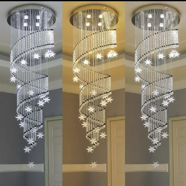 Modern LED Sphere Spiral Raindrop K9 Crystal Chandelier Light,Luxury 3-Color Dimmable Flush Mount Ceiling Light Modern LED Sphere Spiral Raindrop K9 Crystal Chandelier Light,Luxury 3-Color Dimmable Flush Mount Ceiling Light