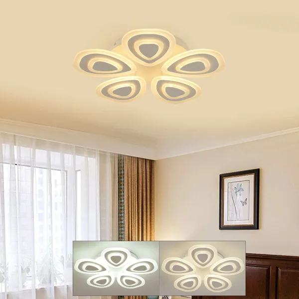 LED Ceiling Light Fixture-72W Modern Ceiling Lamps 5-Head Flowershape Living Room Lighting Fixtures Ceiling