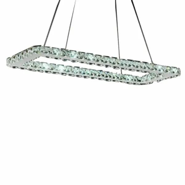 Rectangle Crystal Chandelier Modern Chrome Pendant Light LED Acrylic Hanging Lighting Fixture Height Adjustable Pendant Chandeliers