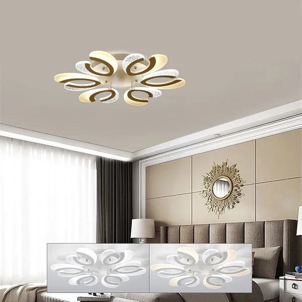 6-Head Dimming Lighting Decoration Acrylic Flower Shade Modern Petals LED Ceiling Lamp