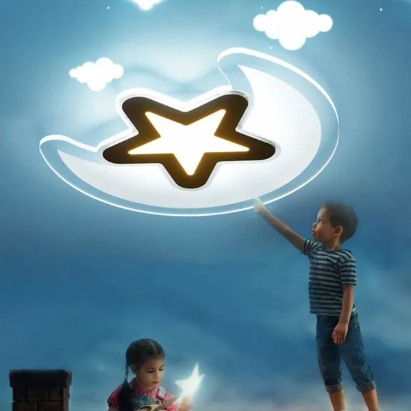Acrylic Star Moon Ceiling Light LED Chandelier Lighting Fixture for Living Room Bedroom Kids Room