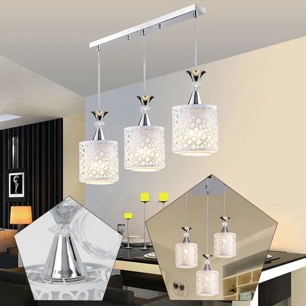 Oukaning 3 Lights Petal Hollow Design Metal Hanging Ceiling Light Fixtures