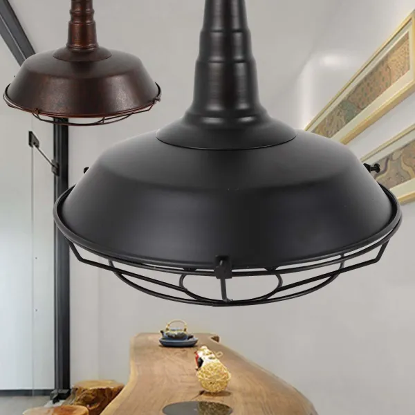 Vintage Industrial Metal Cage Ceiling Light for Kitchen,Living Rome,Hotel,Bar,Farmhouse (Black)