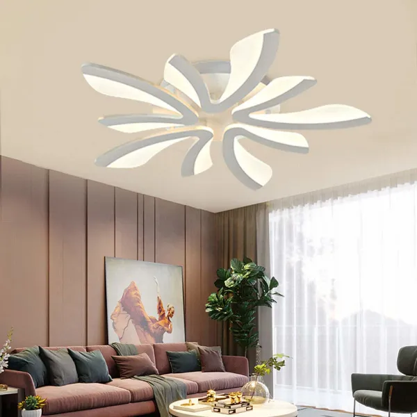 5Head Modern LED Ceiling Light 28inch Acrylic Chandelier Lighting Lamp Ceiling Pendant 40W 110V-240V for Living Room Indoor Fixtures Bedroom White