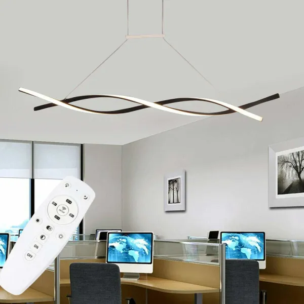 47 Inch Contemporary Black Chandelier with Remote - Stepless Dimmable
