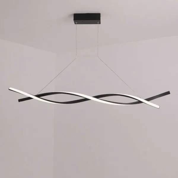47 Inch Contemporary Black Chandelier with Remote - Stepless Dimmable