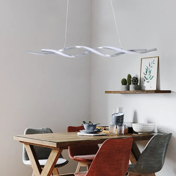 Modern Chandelier LED Pendant Light Kitchen Island Ceiling Light Hanging Light Fixture for Living Room(Gray)