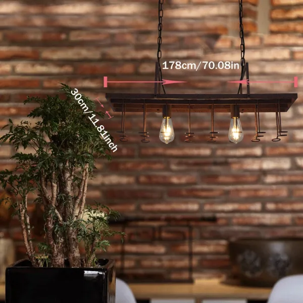 Retro Industrial Iron Chandelier Bar Wine Bottle Pendant Lamp Ceiling Lamp Decoration Suitable for Kitchen Island Farmhouse