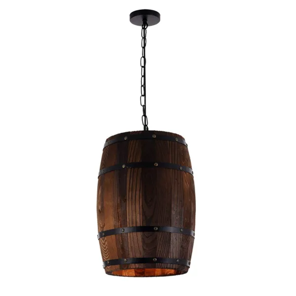 Industrial Retro Ceiling Light Chandelier Wooden Barrel Restaurant Bar Cafe Light