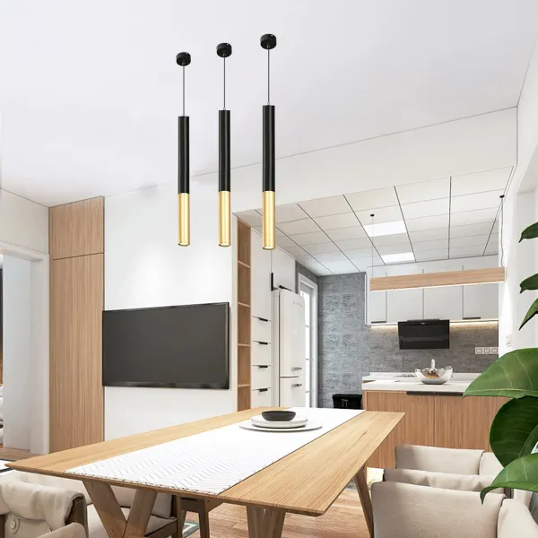 Oukaning Modern Hanging Tube Light Pendant Lamp Modern Led Hanging Lamp