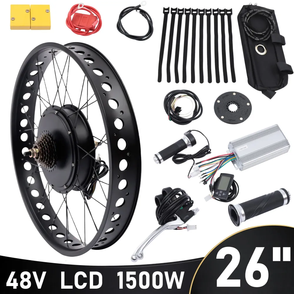 Electric Snow Bike Conversion Kits Ebike Conversion Kit Low Noise Bike Motor Kit with LCD Pedal Assistant Sensor