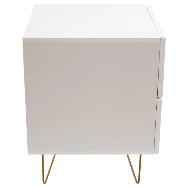 White and Gold Nightstand, Modern Night Stands Bedside Table with 2 Drawers