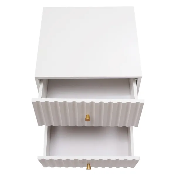 White and Gold Nightstand, Modern Night Stands Bedside Table with 2 Drawers