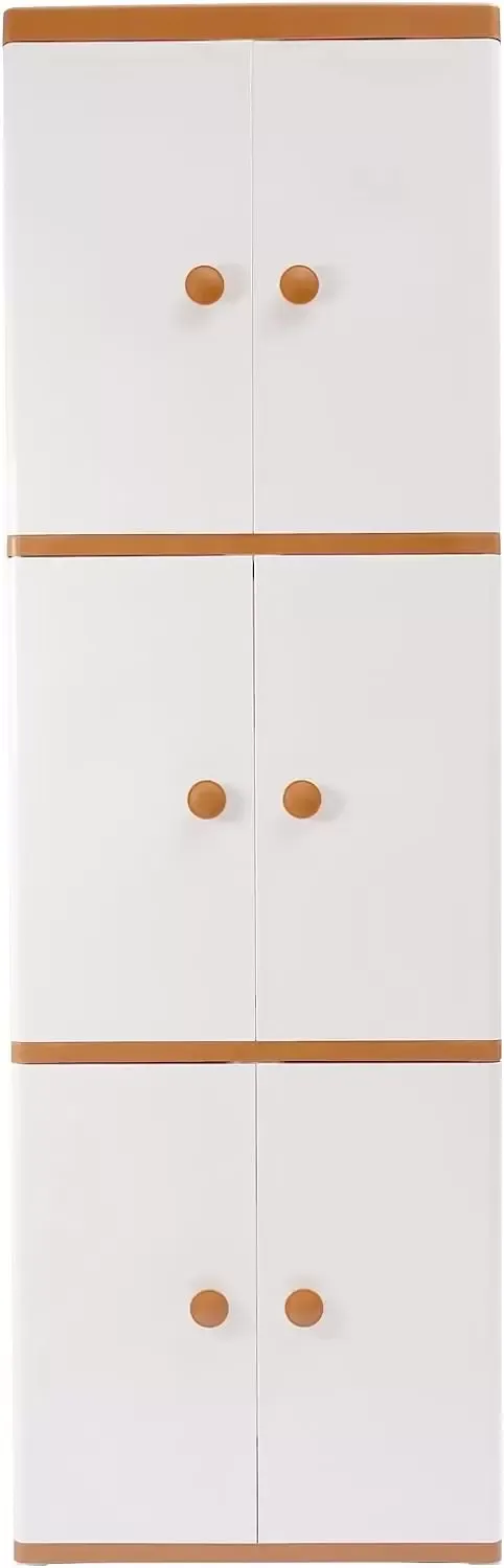 3 Layers Storage Drawer Units Modern Plastic Storage Dressers Double Door of Compartment Storage Cabinet for Closet (Khaki+White) 3 Layers Storage Drawer Units Modern Plastic Storage Dressers Double Door of Compartment Storage Cabinet for Closet (Khaki+White)