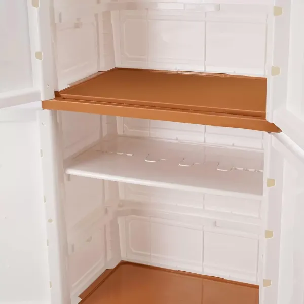 3 Layers Storage Drawer Units Modern Plastic Storage Dressers Double Door of Compartment Storage Cabinet for Closet (Khaki+White) 3 Layers Storage Drawer Units Modern Plastic Storage Dressers Double Door of Compartment Storage Cabinet for Closet (Khaki+White)