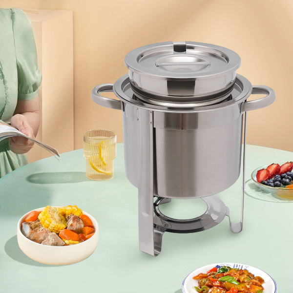 Soup Chafer Dish Kit 4L/4.23QT Stainless Steel Food Warmer Stove with Fuel Can Soup Chafer Dish Kit 4L/4.23QT Stainless Steel Food Warmer Stove with Fuel Can