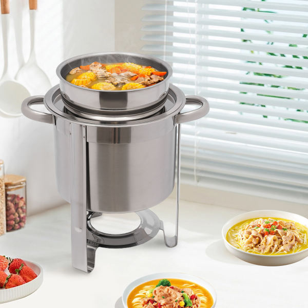Soup Chafer Dish Kit 4L/4.23QT Stainless Steel Food Warmer Stove with Fuel Can Soup Chafer Dish Kit 4L/4.23QT Stainless Steel Food Warmer Stove with Fuel Can