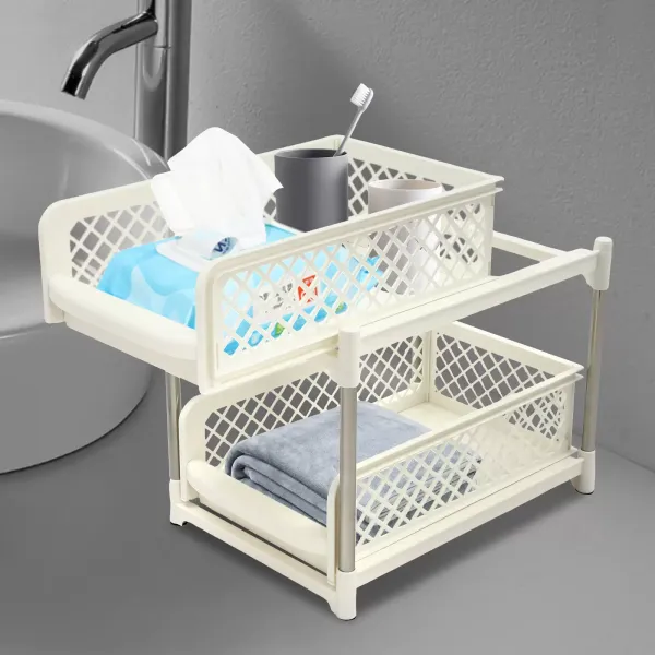 Pull Out Cabinet Organizer, Kitchen Cabinet Drawer, Under Sink Organizer - White Pull Out Cabinet Organizer, Kitchen Cabinet Drawer, Under Sink Organizer - White