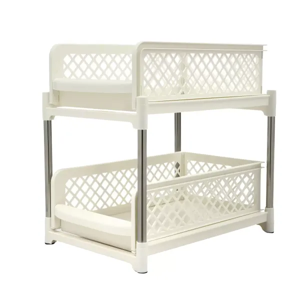 Pull Out Cabinet Organizer, Kitchen Cabinet Drawer, Under Sink Organizer - White Pull Out Cabinet Organizer, Kitchen Cabinet Drawer, Under Sink Organizer - White