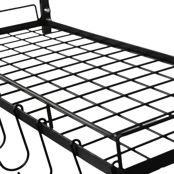 Hanging Pot Rack Wall Mounted 2 Tiers Pot and Pan Hanging Rack with 10 Hooks Kitchen Pan and Pot Hanger