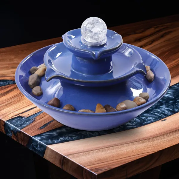 Ceramic Tabletop Fountain with Ball for Indoor Table Desk Office Patio (Blue) Ceramic Tabletop Fountain with Ball for Indoor Table Desk Office Patio (Blue)