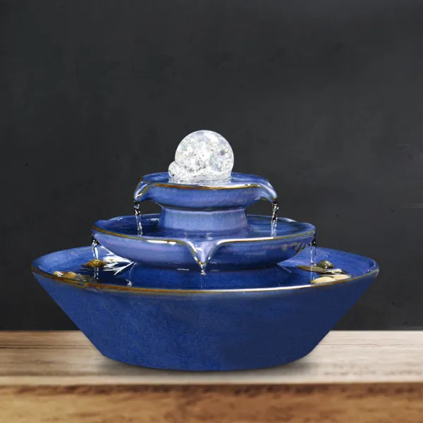 Ceramic Tabletop Fountain with Ball for Indoor Table Desk Office Patio (Blue) Ceramic Tabletop Fountain with Ball for Indoor Table Desk Office Patio (Blue)