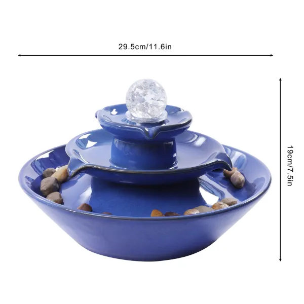 Ceramic Tabletop Fountain with Ball for Indoor Table Desk Office Patio (Blue) Ceramic Tabletop Fountain with Ball for Indoor Table Desk Office Patio (Blue)