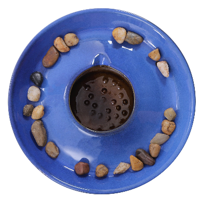 Ceramic Tabletop Fountain with Ball for Indoor Table Desk Office Patio (Blue)